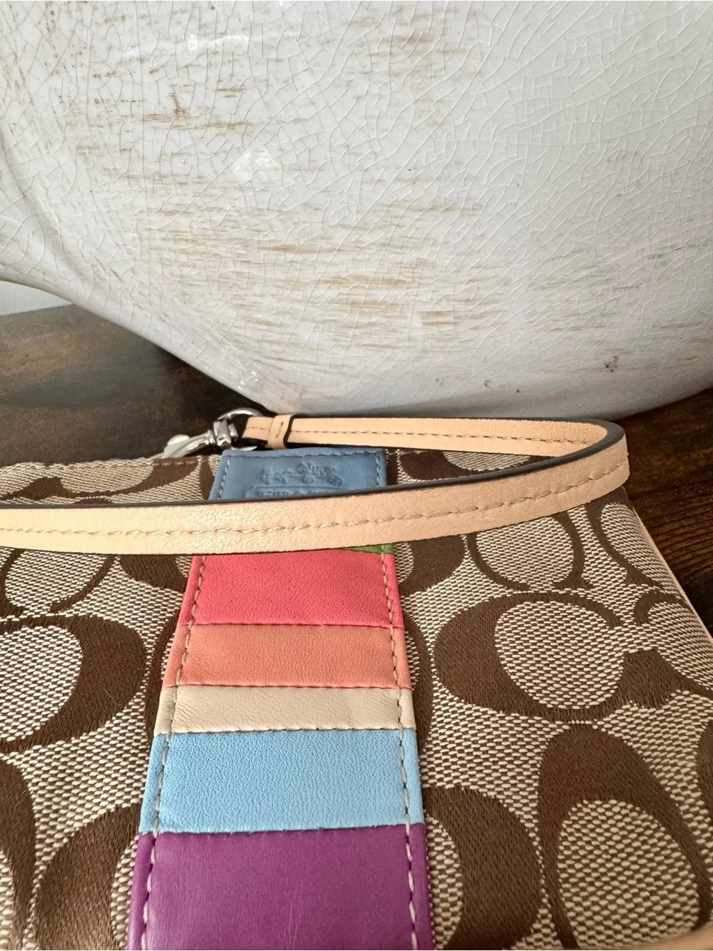 Coach 2012 Hamptons Multicolor Stripe Signature Wristlet #47439. NWT
